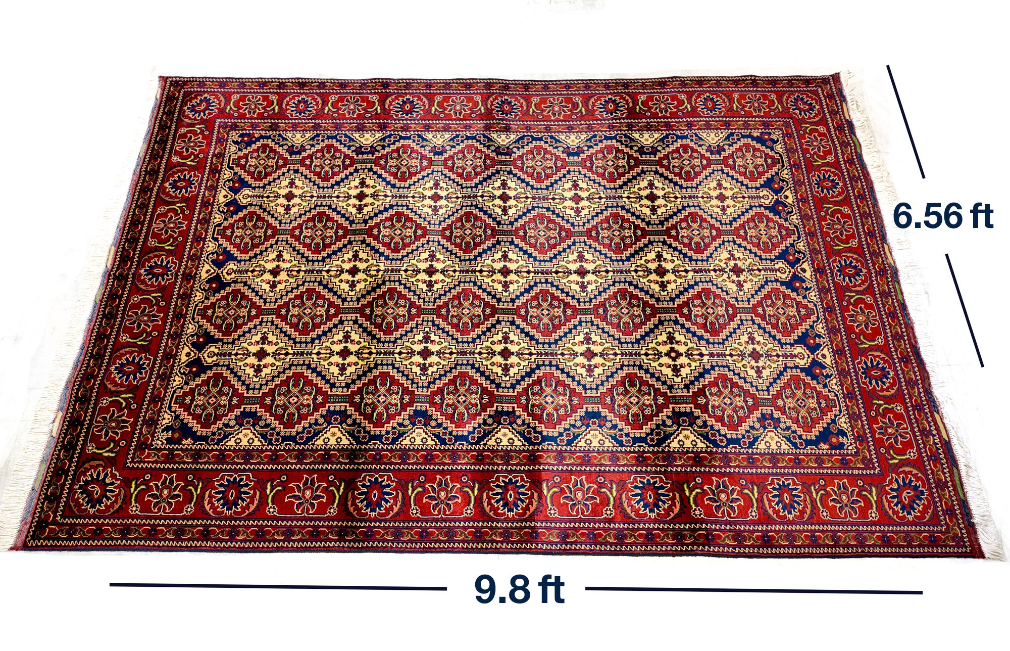 Yusof Baiey carpet, Mazar Sharif hand woven carpet, 50/50 texture, Made of pure wool Size: 9,8 x 6.56 (ft)